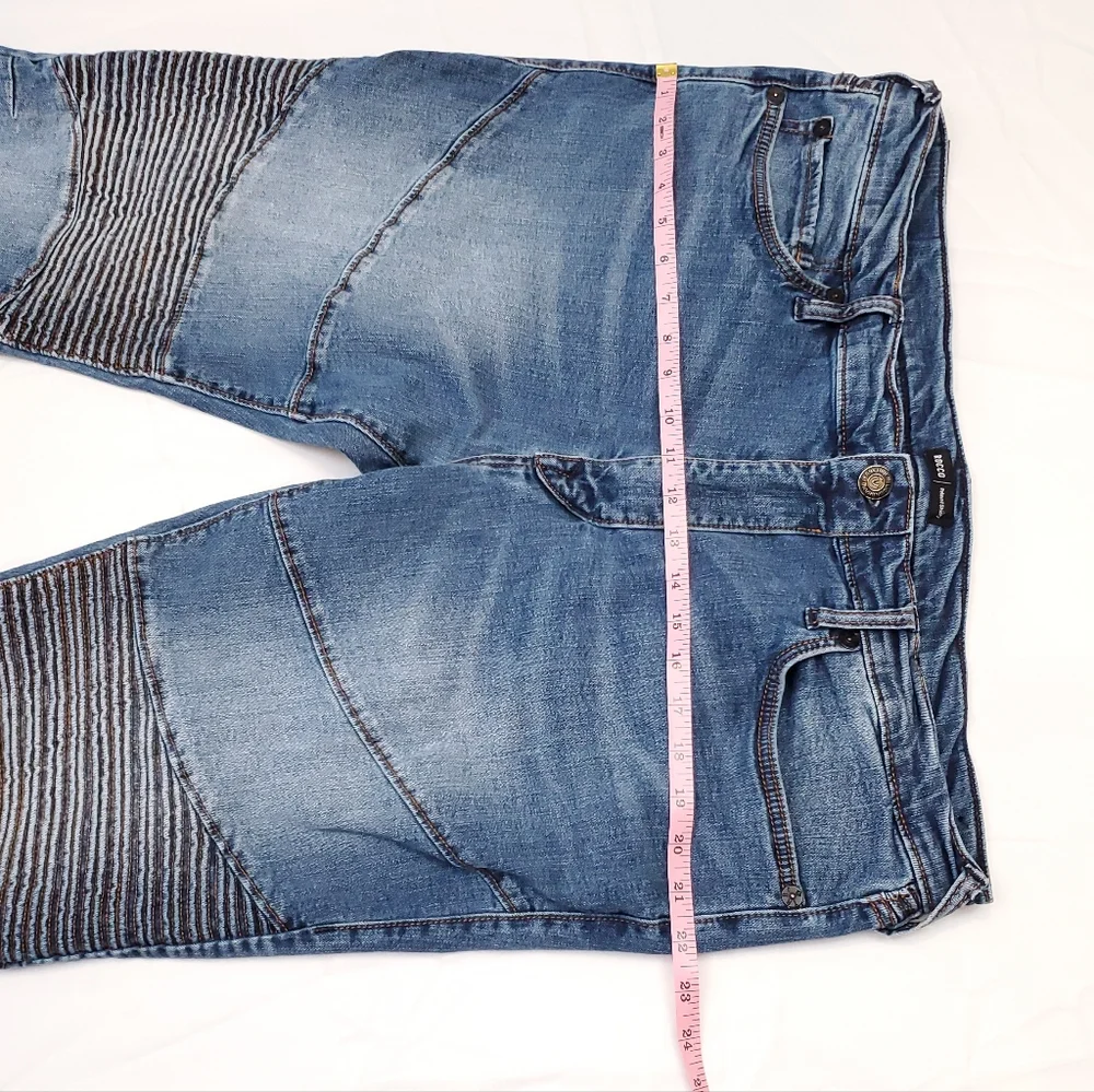 True Religion Men's Moto Blue Jeans ROCCO RELAXED SKINNY Size 40 Zip Pockets